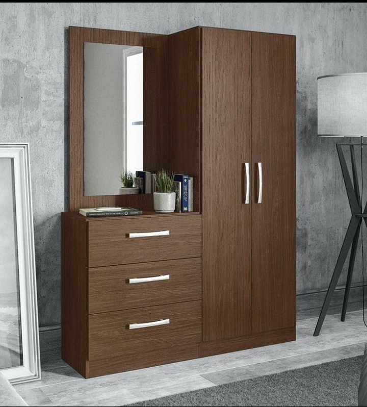 Mirrored Wardrobe designed with 3 drawers used with the best Solid wood on a nice price