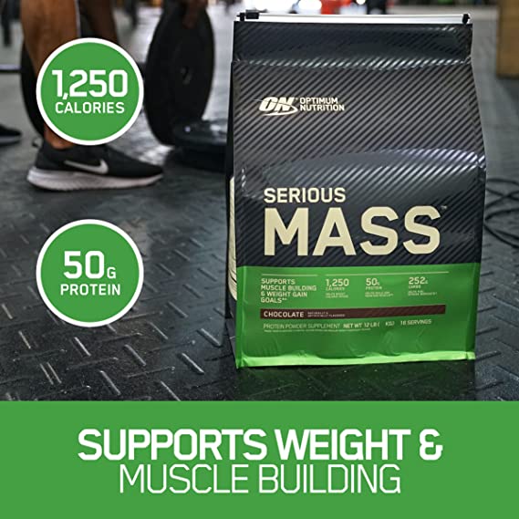 Optimum Nutrition Serious Mass Weight Gainer Protein Powder, Vitamin C, Zinc and Vitamin D for Immune Support, Chocolate, 12 Pound (Packaging May Vary) #1