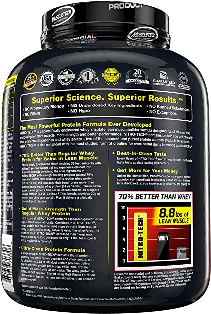 Whey Protein Powder | MuscleTech Nitro-Tech Whey Protein Isolate & Peptides | Lean Protein Powder for Muscle Gain | Muscle Builder for Men & Women | Sports Nutrition | Strawberry, 4 lb (40 Servings) #1