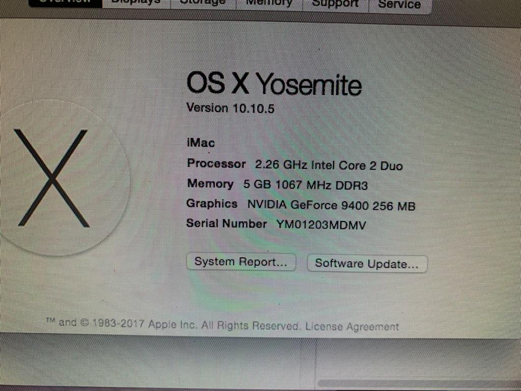 iMac Core 2 Duo 5GB RAM Early 2017 Yosemite 160GB HDD WORKING