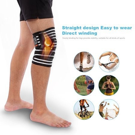 Extra Long Elastic Knee Wrap Compression Bandage Brace Support for Legs, Plantar Fasciitis, Stabilising Ligaments, Joint Pain, Squat, Basketball, Running, Tennis, Soccer, Football (Black-1Pcs)  #3