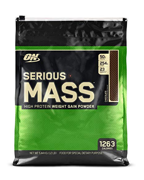 Optimum Nutrition (ON) Serious Mass Weight Gainer Powder - 12 lbs, 5.5 kg (Chocolate)
