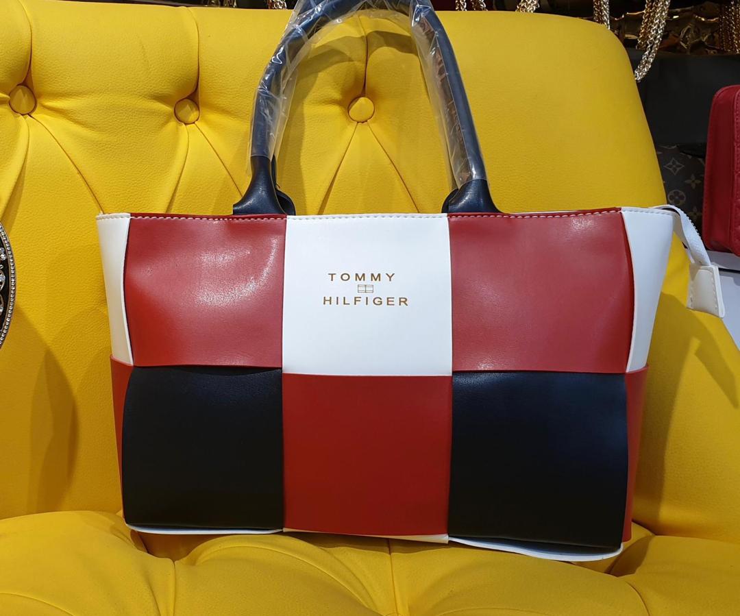 White and red women hand bag