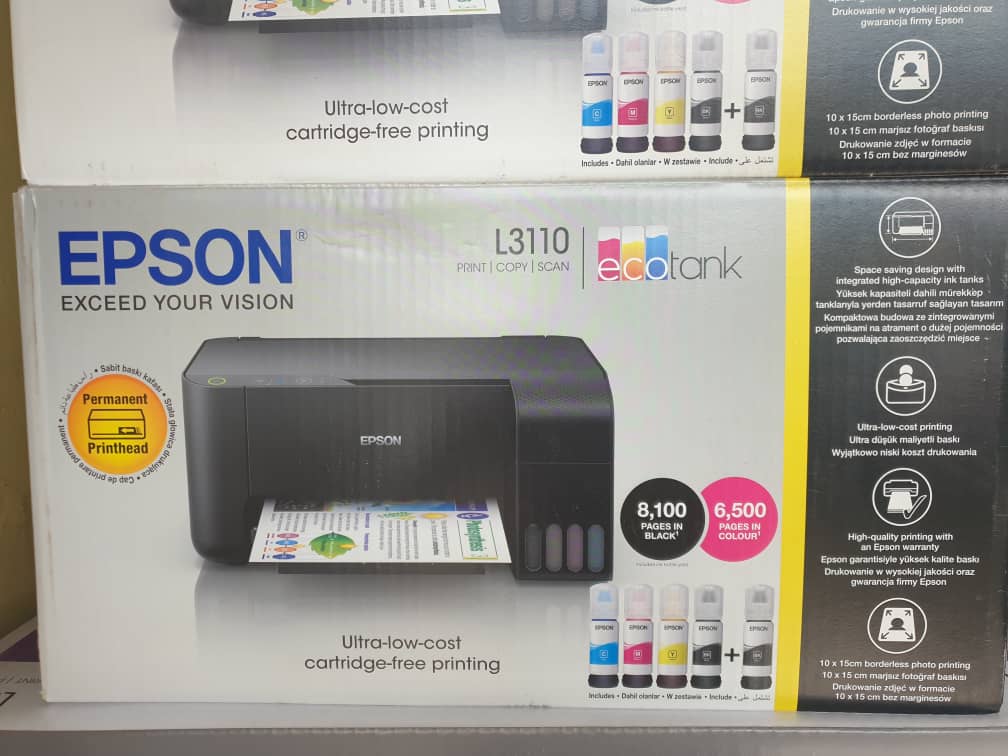 Epson EcoTank L3110 – 3-in-1 Printer with Epson’s Integrated Ink Tank System for Cost-Effective