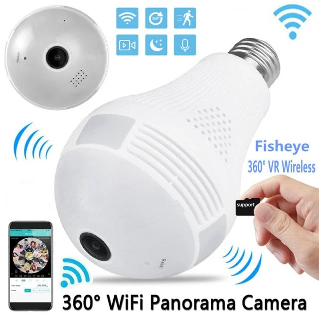 Bulb Lamp Wireless IP Camera Wifi Panoramic Home Security CCTV Camera 360 Degree Night Vision