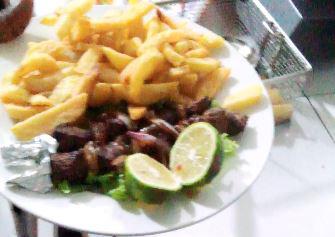 Beef Brochette Served with chips